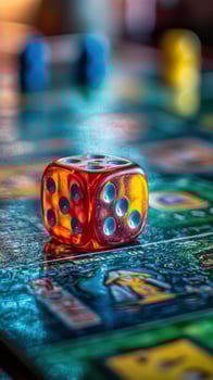 A board game with a red dice on top photo