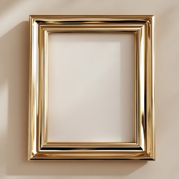 Elegant gold picture frame ready for artwork or photographs in a minimalistic interior decor setting photo