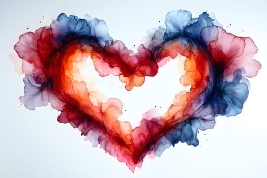 Abstract Floral Heart with Vibrant Watercolors for Romantic Design photo