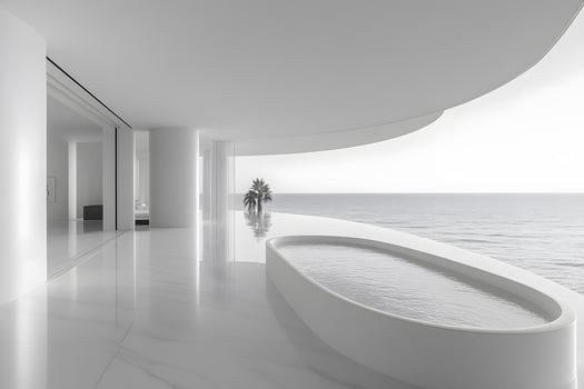 Modern Luxury Oceanfront Terrace with Minimalist Design for Relaxation and Inspiration photo