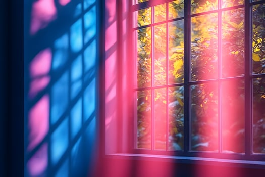 Sunlit Window with Colorful Shadow Patterns for Interior Design Inspiration photo