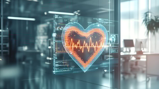 Digital Heartbeat Display in Modern Office photo
