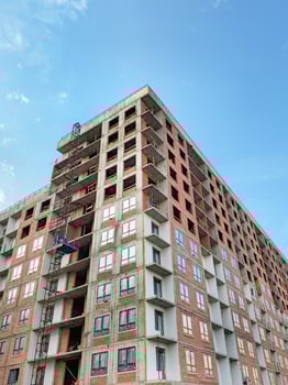 panel house is under construction. vertical view. photo