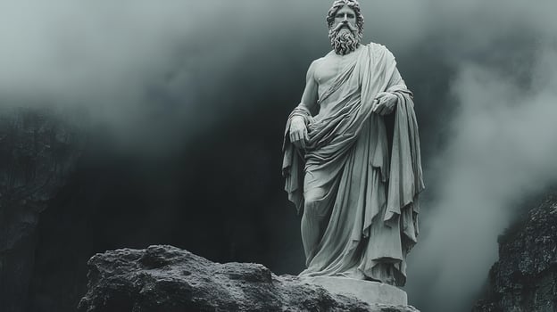 grand marble sculpture of the Greek god Zeus capturing his divine authority and timeless elegance ideal for displays or designs celebrating ancient mythology and art history photo