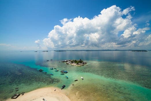Belitung Beach - the view from the top of lighthouse in Lengkuas Island photo
