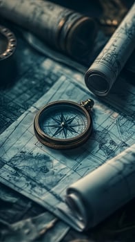 Vintage Compass and Antique Maps photo