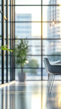 Modern Office Interior with Daylight and Plants photo