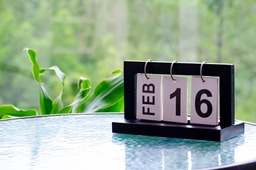 16th February table calendar with customizable space for text or ideas photo
