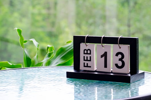 13th February table calendar with customizable space for text or ideas photo