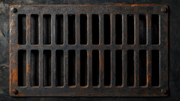 Rectangular metal grate with rust texture for industrial backgrounds photo