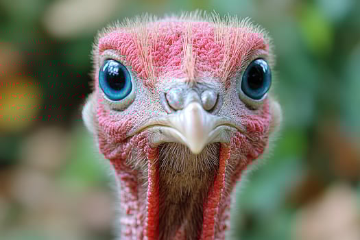 Young Turkey Close Up Portrait Showing Vibrant Eyes photo