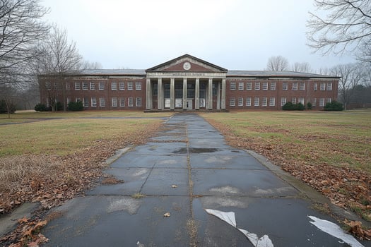 Abandoned Brick Building Autumn Landscape photo
