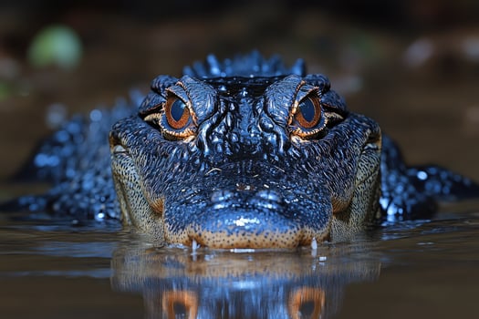 An alligator is swimming in the water photo