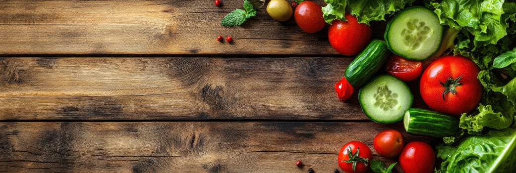 Fresh vegetables on wooden table photo