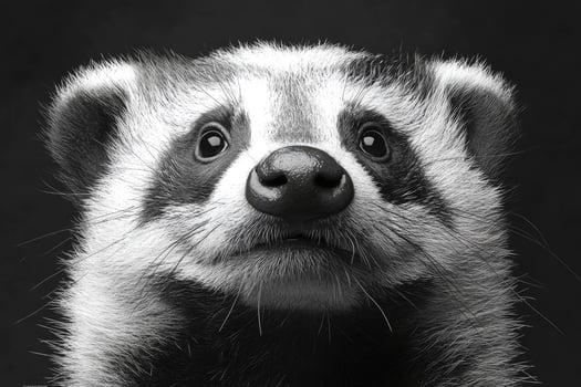 A Striking Close Up Of A Badger In Black And White photo