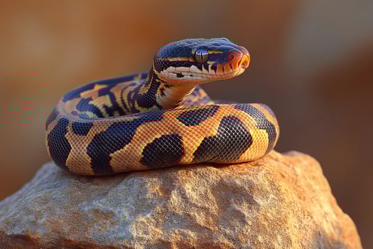Beautiful Ball Python Resting on a Rock photo