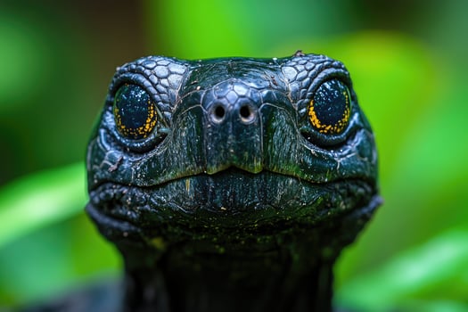 Close up of a black turtle head and neck photo