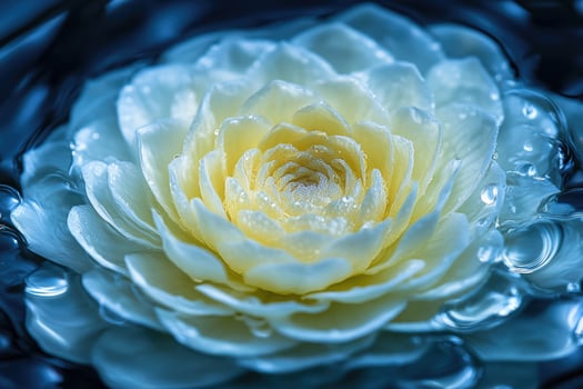Dew Kissed White Flower Floating Gently On Water photo