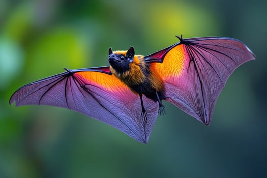 Golden Crowned Flying Fox Bat In Flight photo