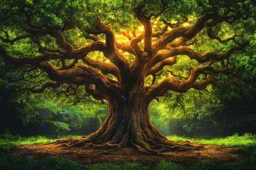 Majestic Ancient Oak Tree Basking In Sunlight photo