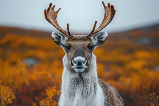 Reindeer Portrait Against Autumnal Background photo