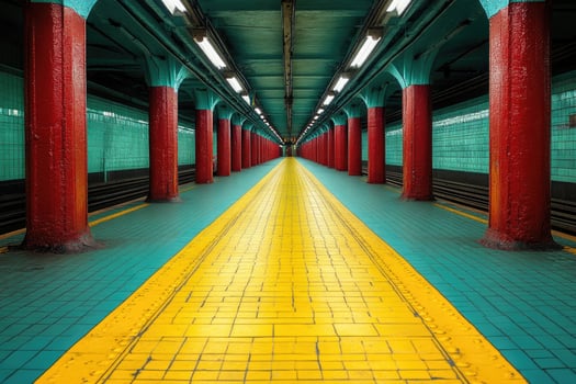 Vibrant Subway Station Platform Yellow Brick Road photo