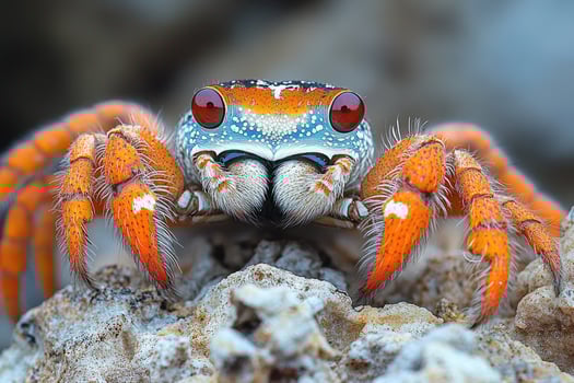 Vividly Colored Spider On Rough Rock Surface photo