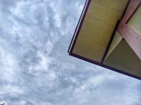 roof of building and clear blue sky photo