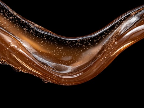 Abstract close up of golden liquid flowing, with air bubbles visible photo