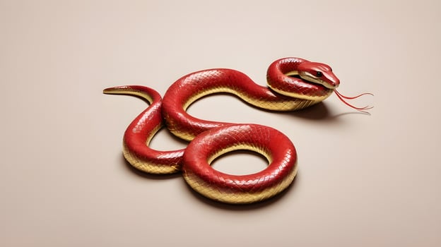 the symbol for the Chinese Zodiac animal of 2025 the Snake, in gold or red, set against a plain background. The space should allow for a message or logo. photo
