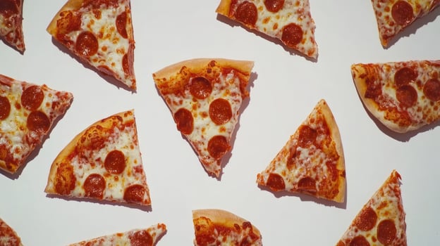 Group of Pepperoni Pizza on White Background photo