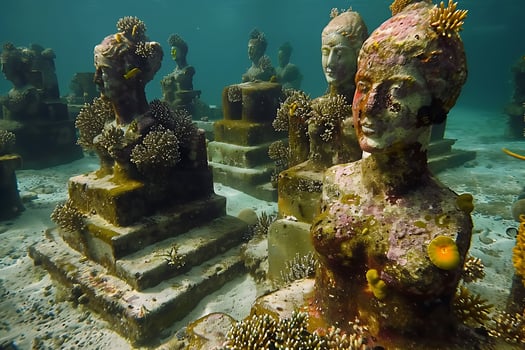 Submerged Statues Underwater Museum Coral Reef Ocean Art Sculpture photo