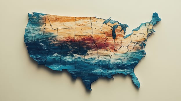 Relief map of the United States showcasing topographical features and geographical variations across the nation photo