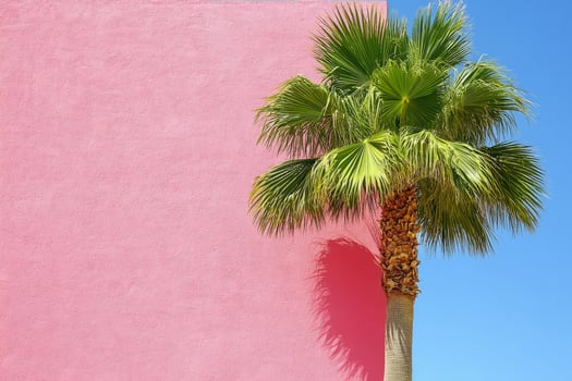 Palm tree against pink wall photo