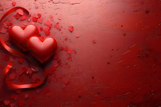Romantic Valentine's Day Heart Decor - Red Heart Shape and Ribbon Design photo