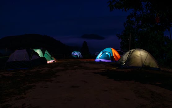 Night camping in mountain Tents Travel and Relaxation photo