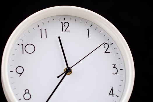 Clock telling time, hand of time stopped, studio shot photo