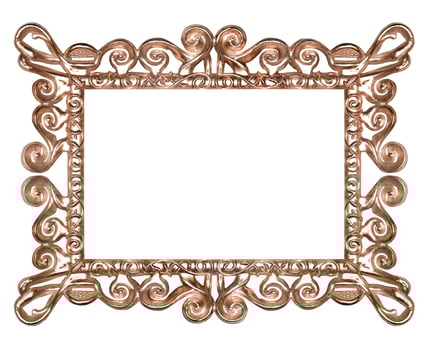 metal curly photo frame isolate on white background