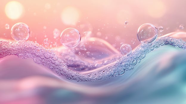 A close up of bubbles and water on a pink background photo