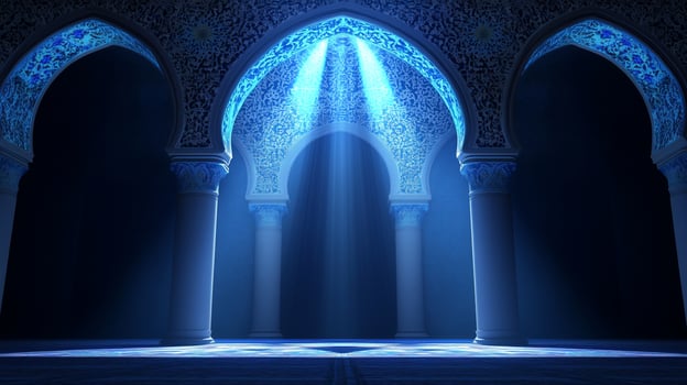 Arabic Archway with Blue Light Rays photo