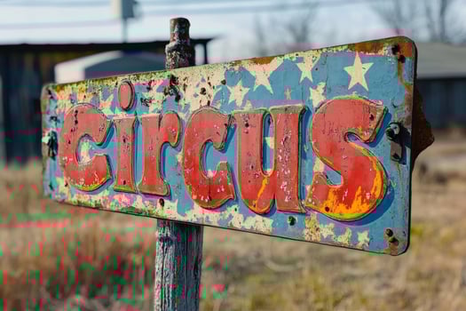 Weathered circus sign evokes memories of big top entertainment and childhood wonder photo
