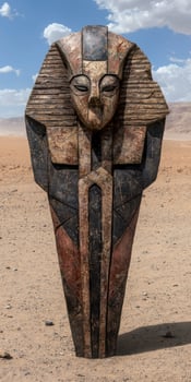 Ancient Egyptian sarcophagus in the desert photo