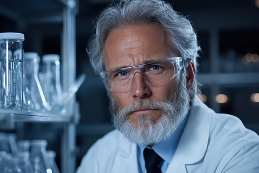 Portrait of a serious senior scientist in a lab photo