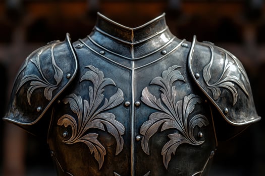Close up of Ornate Medieval Suit of Armor photo