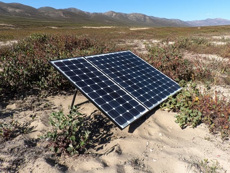 Portable solar panel providing power in a remote location photo