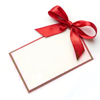 card with red ribbon bow photo