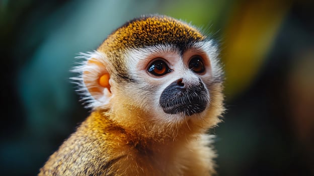 Innocent squirrel monkey with wide expressive eyes. photo