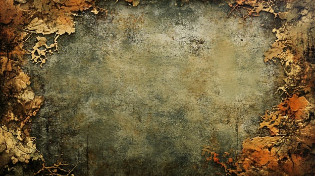 Abstract grunge frame with autumn leaf outlines photo