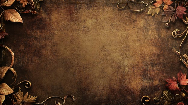 Antique textured floral border with rustic appearance photo
