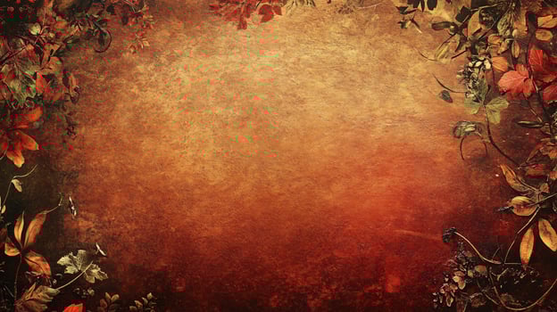 Autumnal floral border on textured warm background photo
